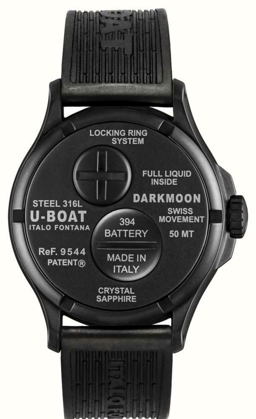 Men'S U-Boat | U-Boat Darkmoon (44Mm) Black Pvd Curve / Black Silicone