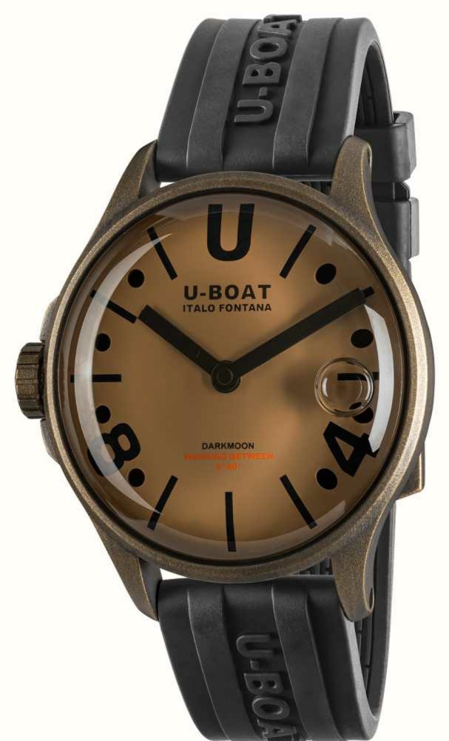 Men'S U-Boat | U-Boat Darkmoon (44Mm) Vintage Brown Curve / Black Silicone