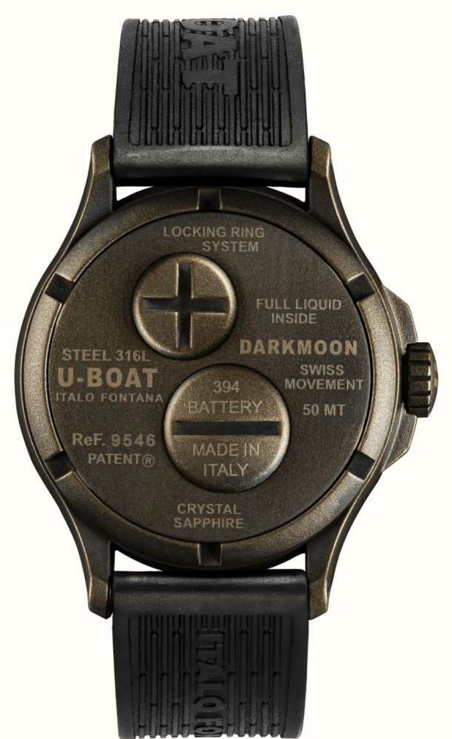 Men'S U-Boat | U-Boat Darkmoon (44Mm) Vintage Brown Curve / Black Silicone