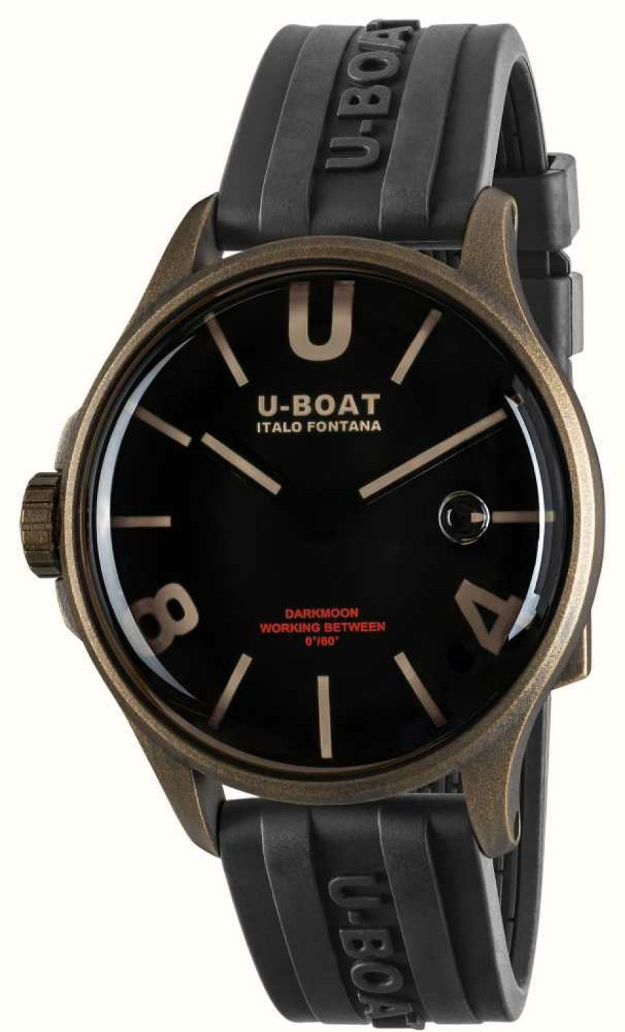 Men'S U-Boat | U-Boat Darkmoon (44Mm) Brown Vintage Curve / Black Silicone