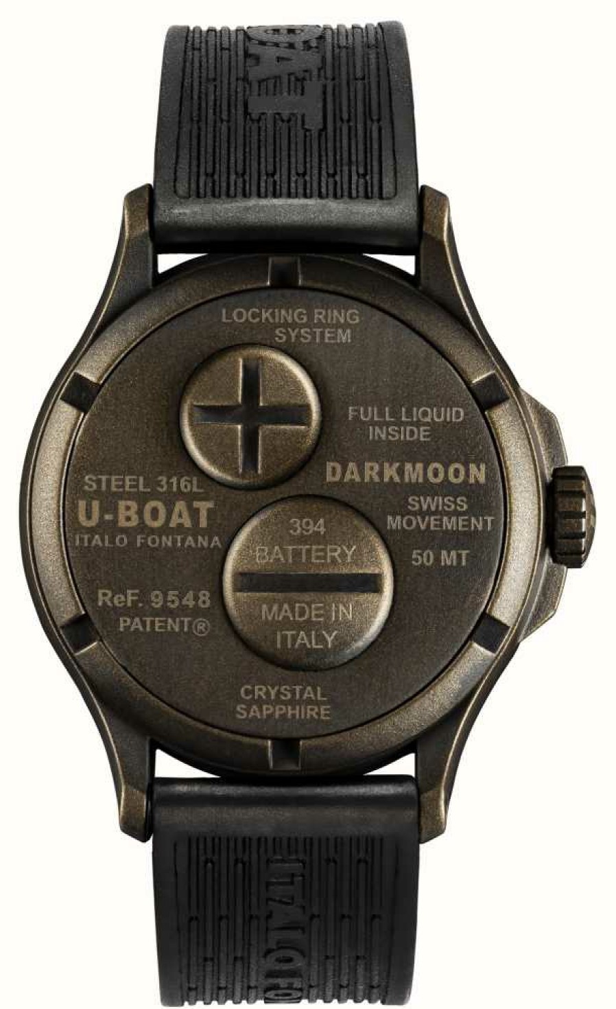 Men'S U-Boat | U-Boat Darkmoon (44Mm) Brown Vintage Curve / Black Silicone