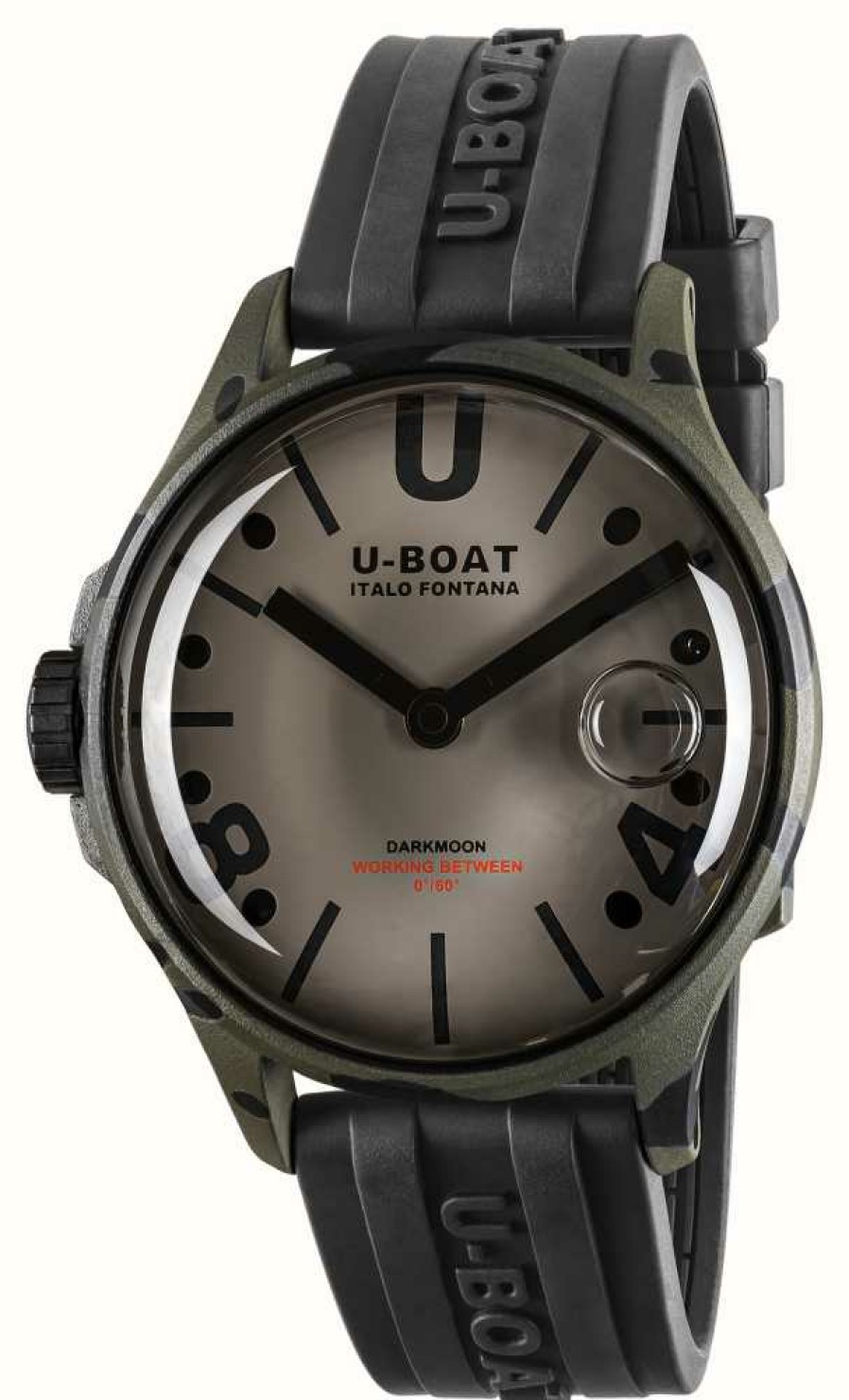 Men'S U-Boat | U-Boat Darkmoon (44Mm) Camouflage Grey Curve / Black Silicone