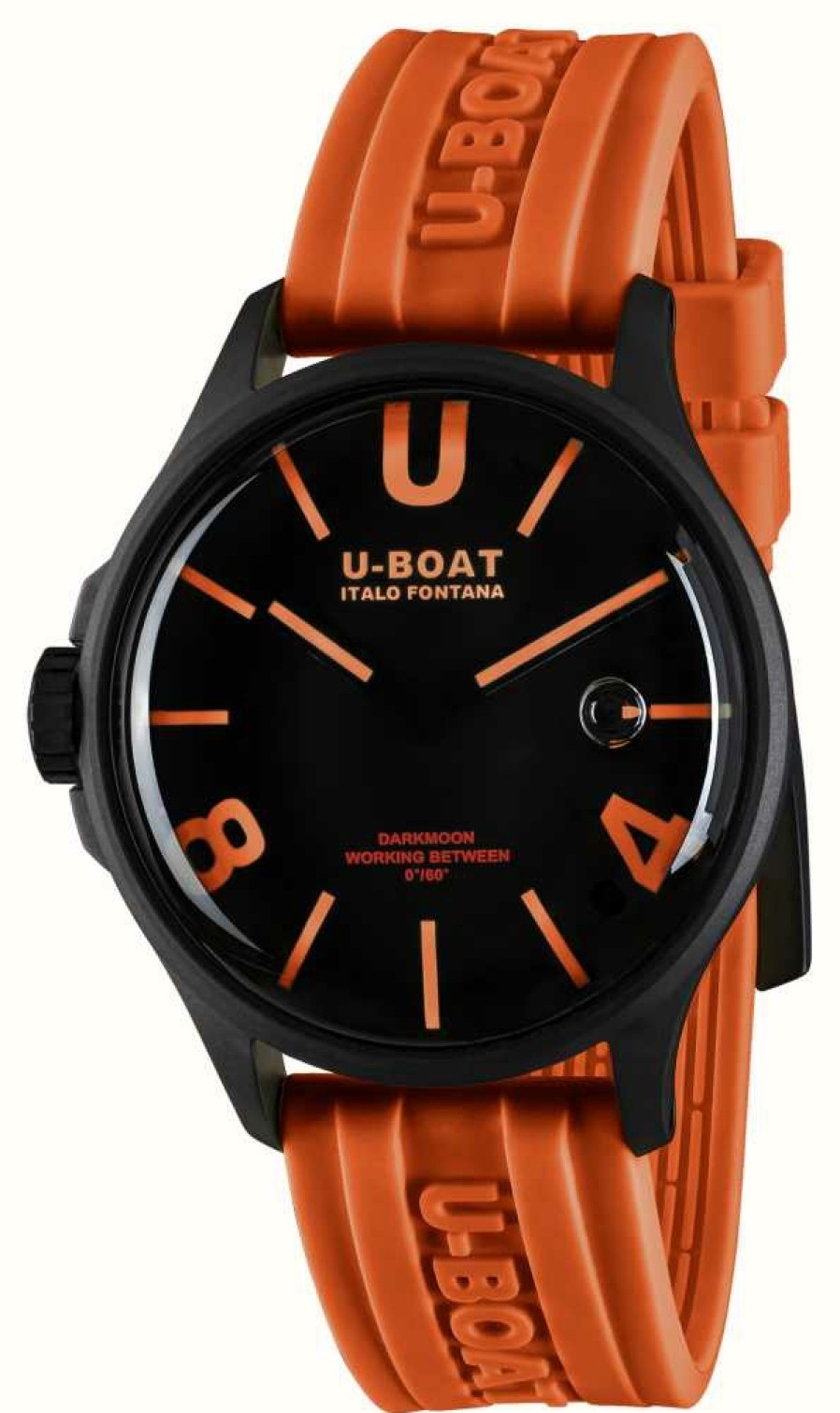 Men'S U-Boat | U-Boat Darkmoon (44Mm) Black Pvd Orange Curve / Orange Silicone