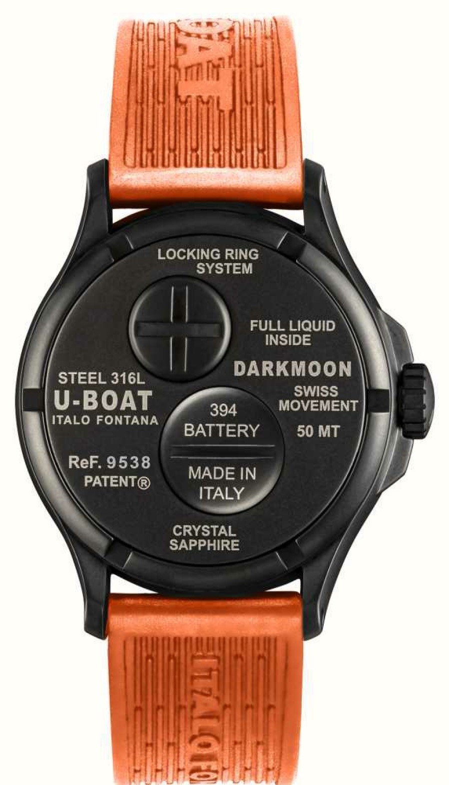 Men'S U-Boat | U-Boat Darkmoon (44Mm) Black Pvd Orange Curve / Orange Silicone