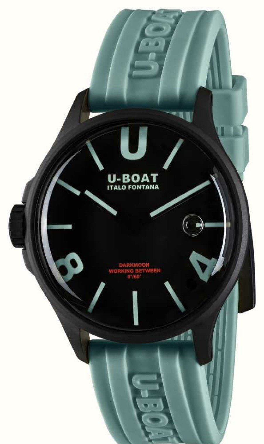 Men'S U-Boat | U-Boat Darkmoon (44Mm) Pvd Black Aquamarine Curve / Aquamarine Silicone