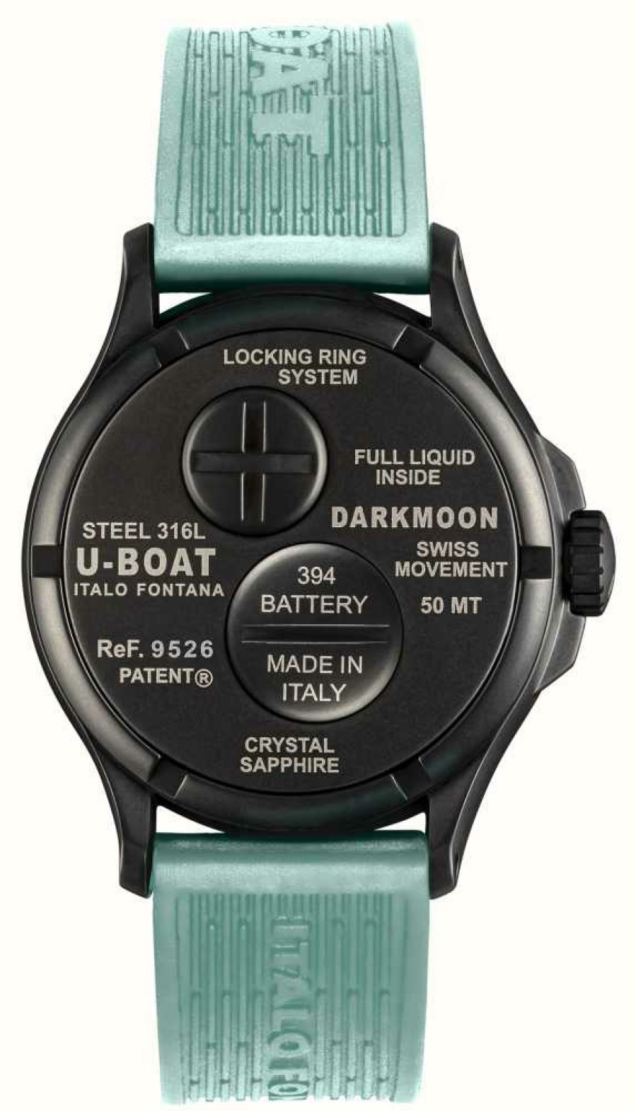 Men'S U-Boat | U-Boat Darkmoon (44Mm) Pvd Black Aquamarine Curve / Aquamarine Silicone