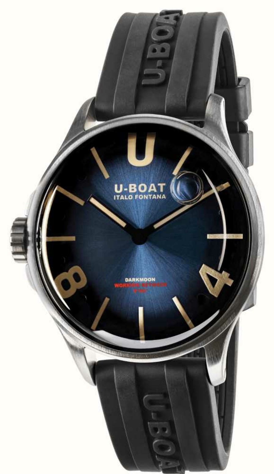 Men'S U-Boat | U-Boat Darkmoon 40Mm Blue Ss Soleil Black Rubber Strap