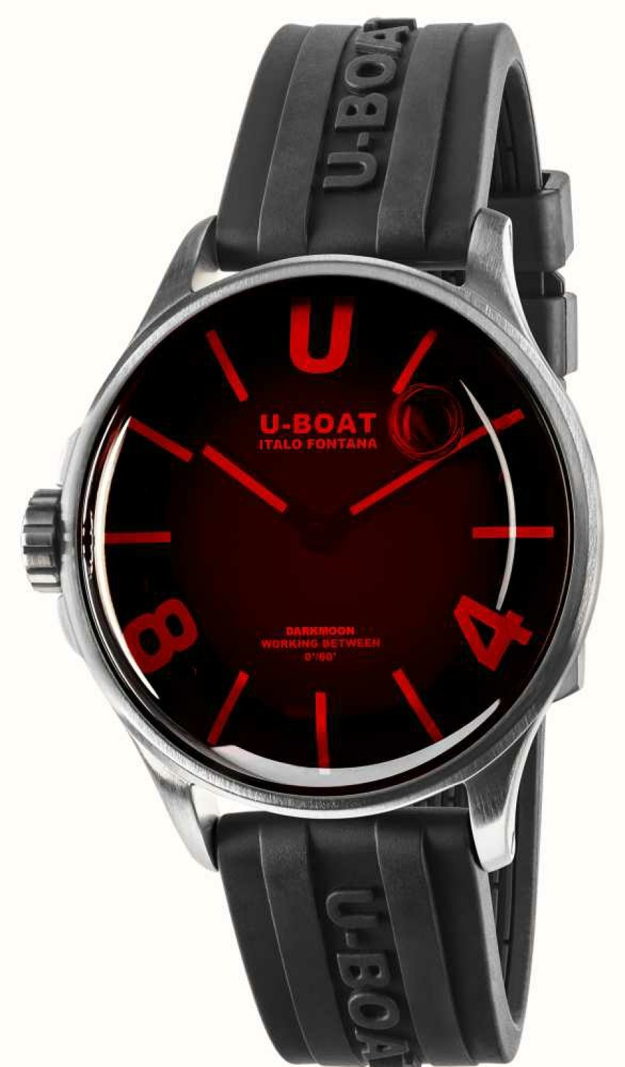 Men'S U-Boat | U-Boat Darkmoon (40Mm) Ss Red Glass / Black Silicone