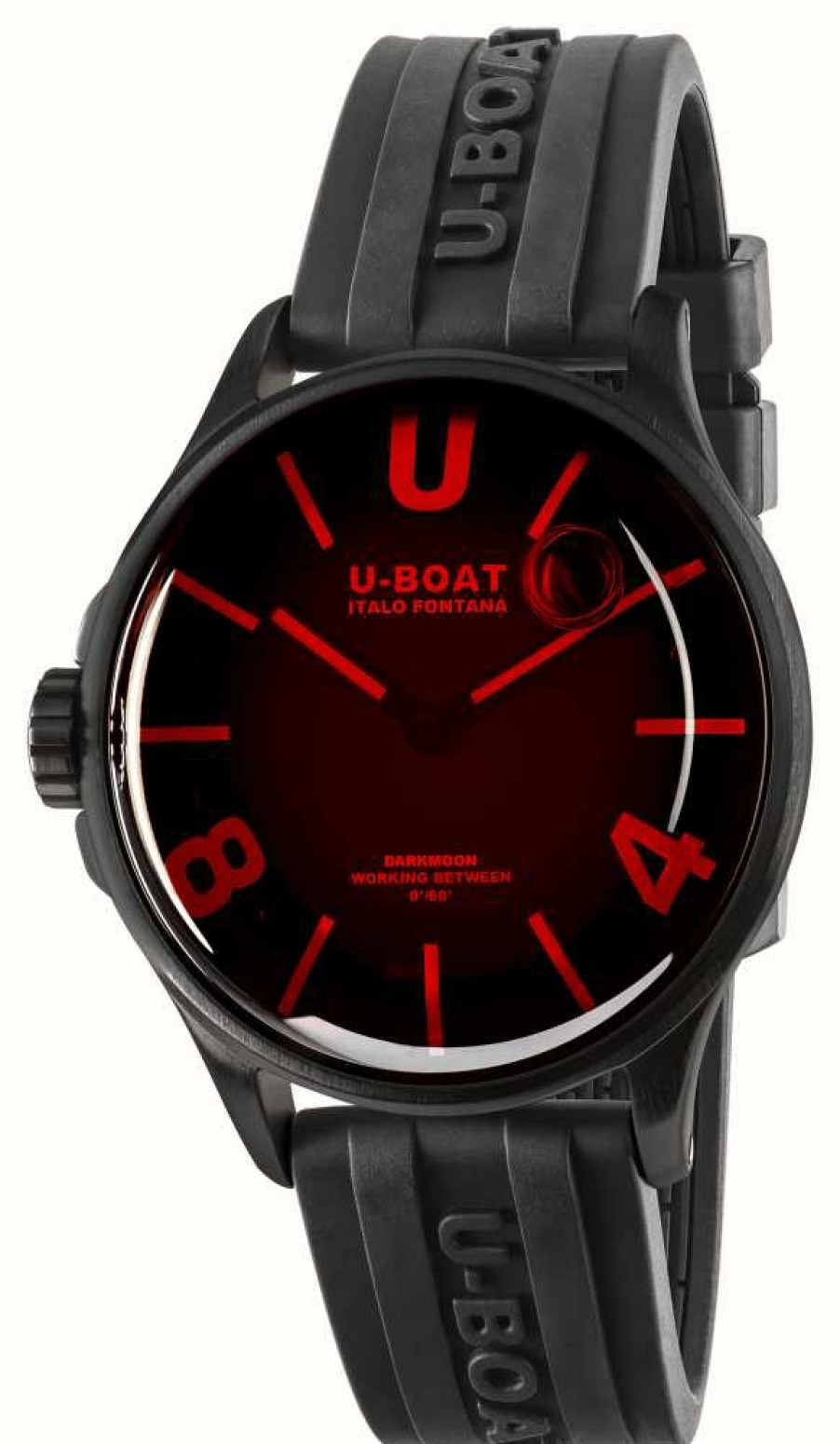 Men'S U-Boat | U-Boat Darkmoon (40Mm) Red Glass Pvd / Black Silicone