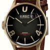 Men'S U-Boat | U-Boat Darkmoon (40Mm) Bk Ip Bronze / Brown Leather