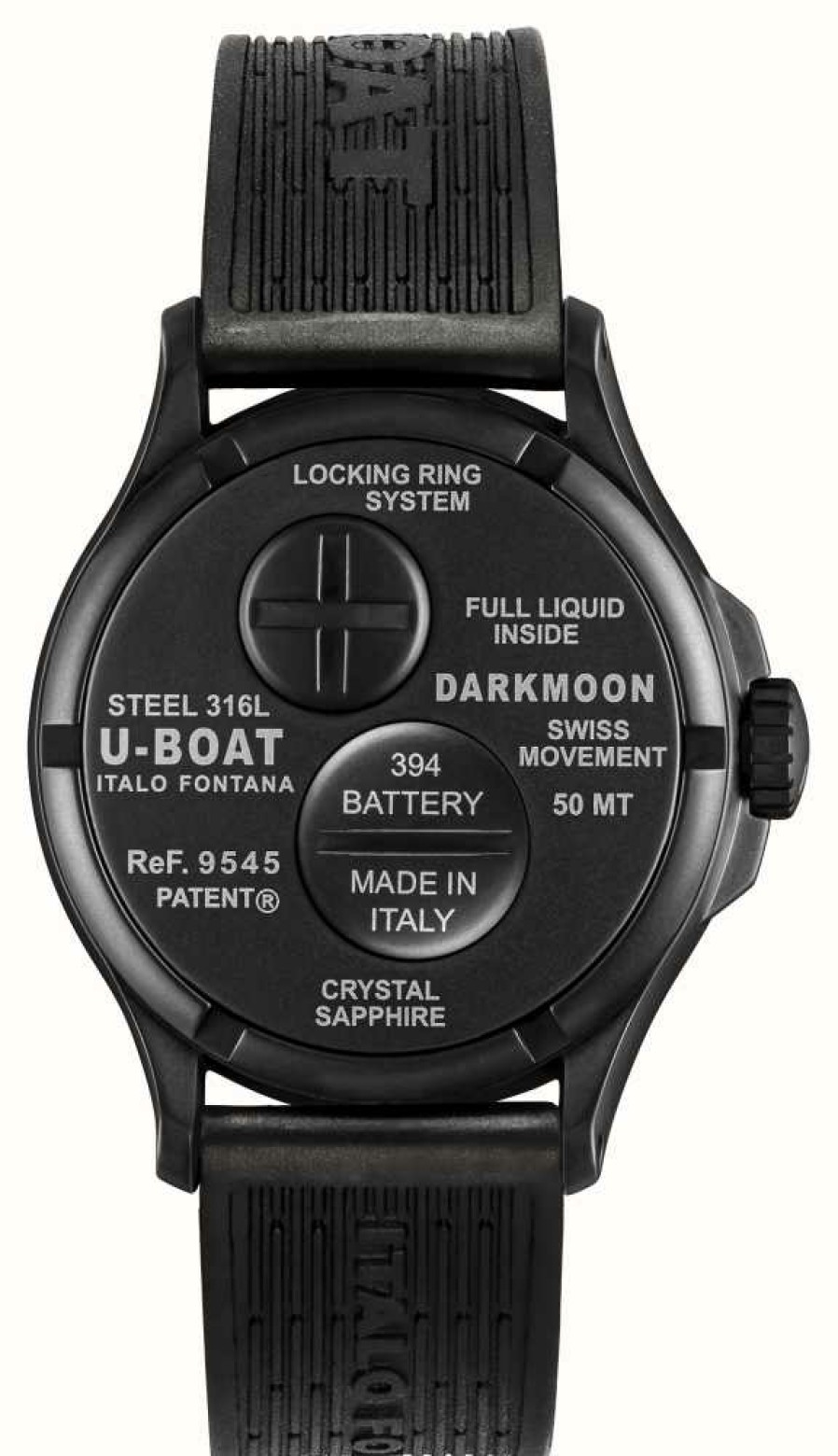 Men'S U-Boat | U-Boat Darkmoon (40Mm) Black Curve Ipb / Black Silicone