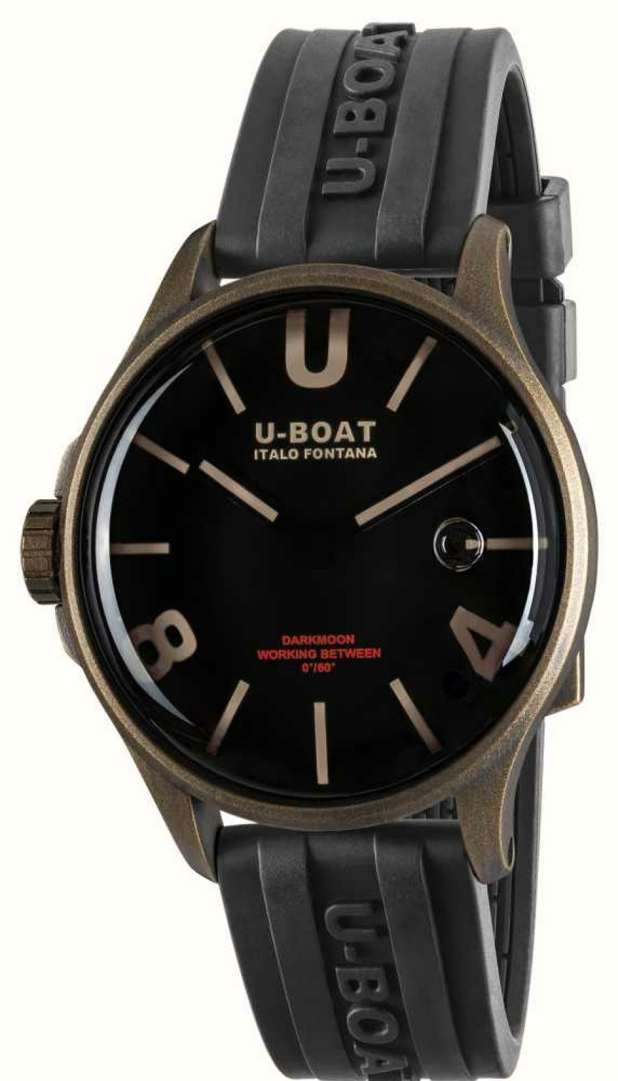 Men'S U-Boat | U-Boat Darkmoon (40Mm) Brown Curve Vintage / Black Silicone