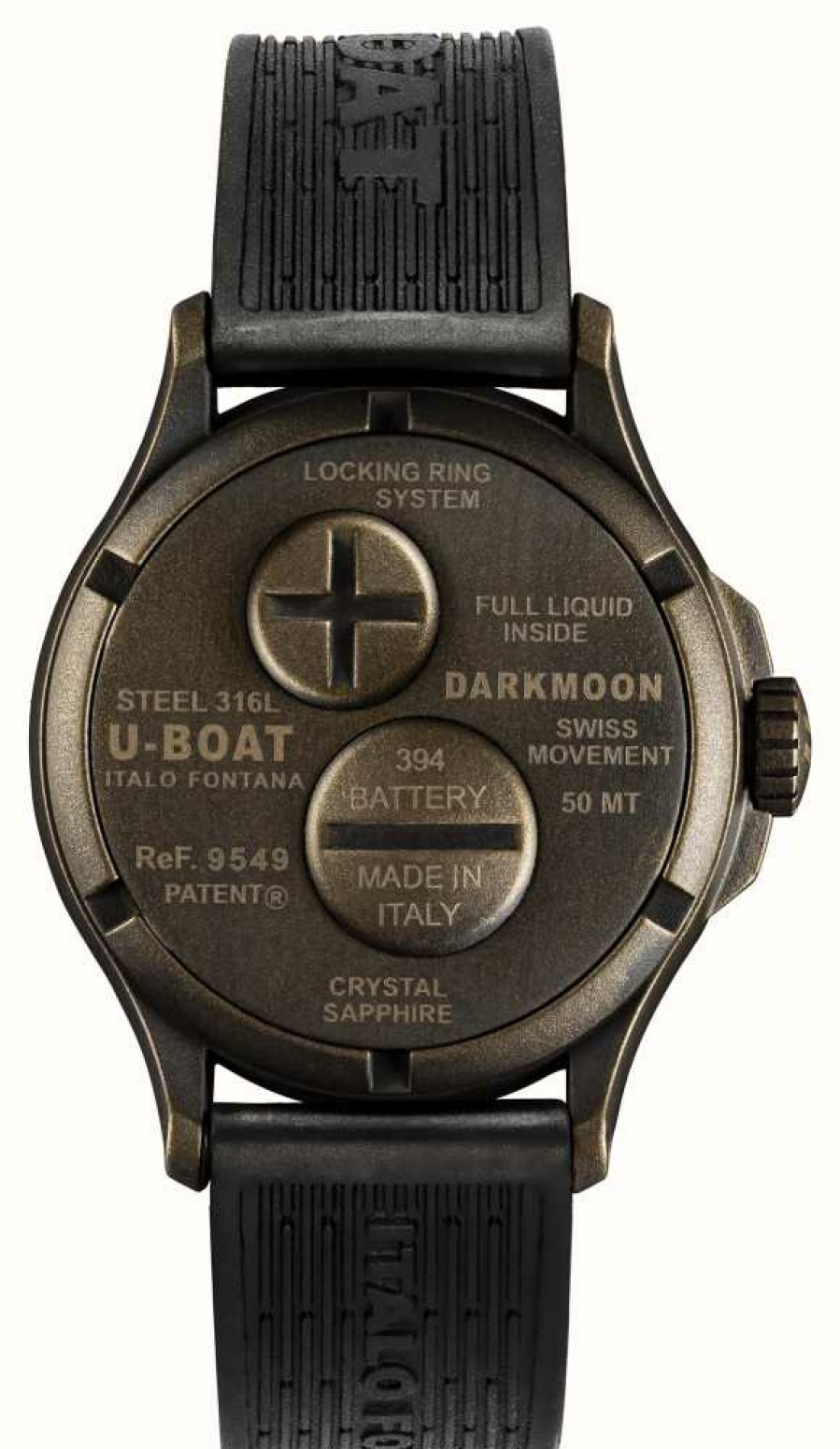 Men'S U-Boat | U-Boat Darkmoon (40Mm) Brown Curve Vintage / Black Silicone