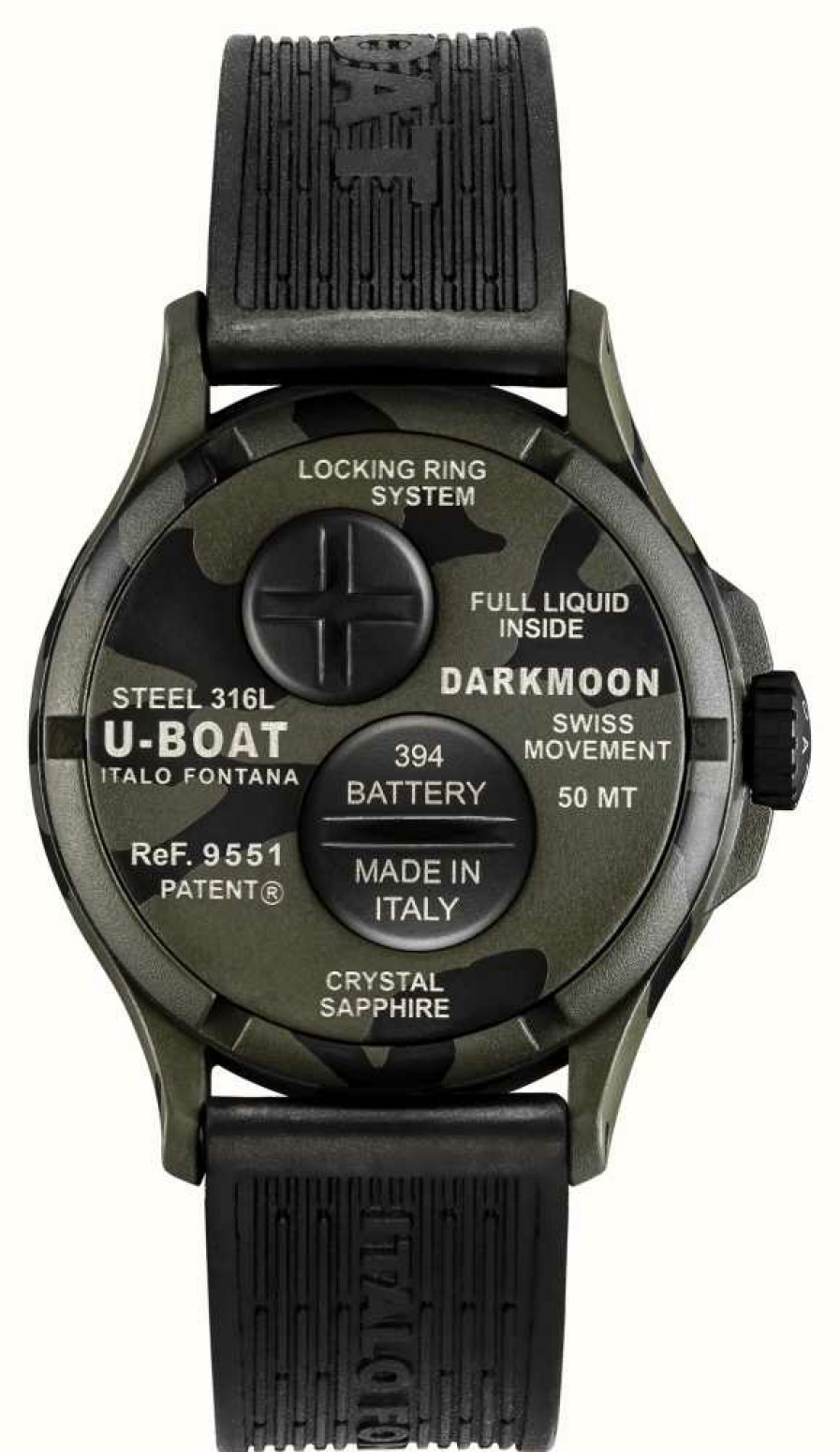 Men'S U-Boat | U-Boat Darkmoon (40Mm) Camouflage Grey / Curve Black