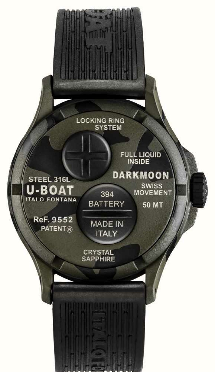 Men'S U-Boat | U-Boat Darkmoon (40Mm) Camouflage Black Curve / Black Silicone