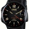 Men'S U-Boat | U-Boat Capsoil Doppiotempo (55Mm) Red Rehaut Dlc Black / Black Leather