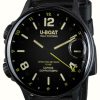 Men'S U-Boat | U-Boat Capsoil Doppiotempo (55Mm) Green Rehaut Dlc Black / Black Leather