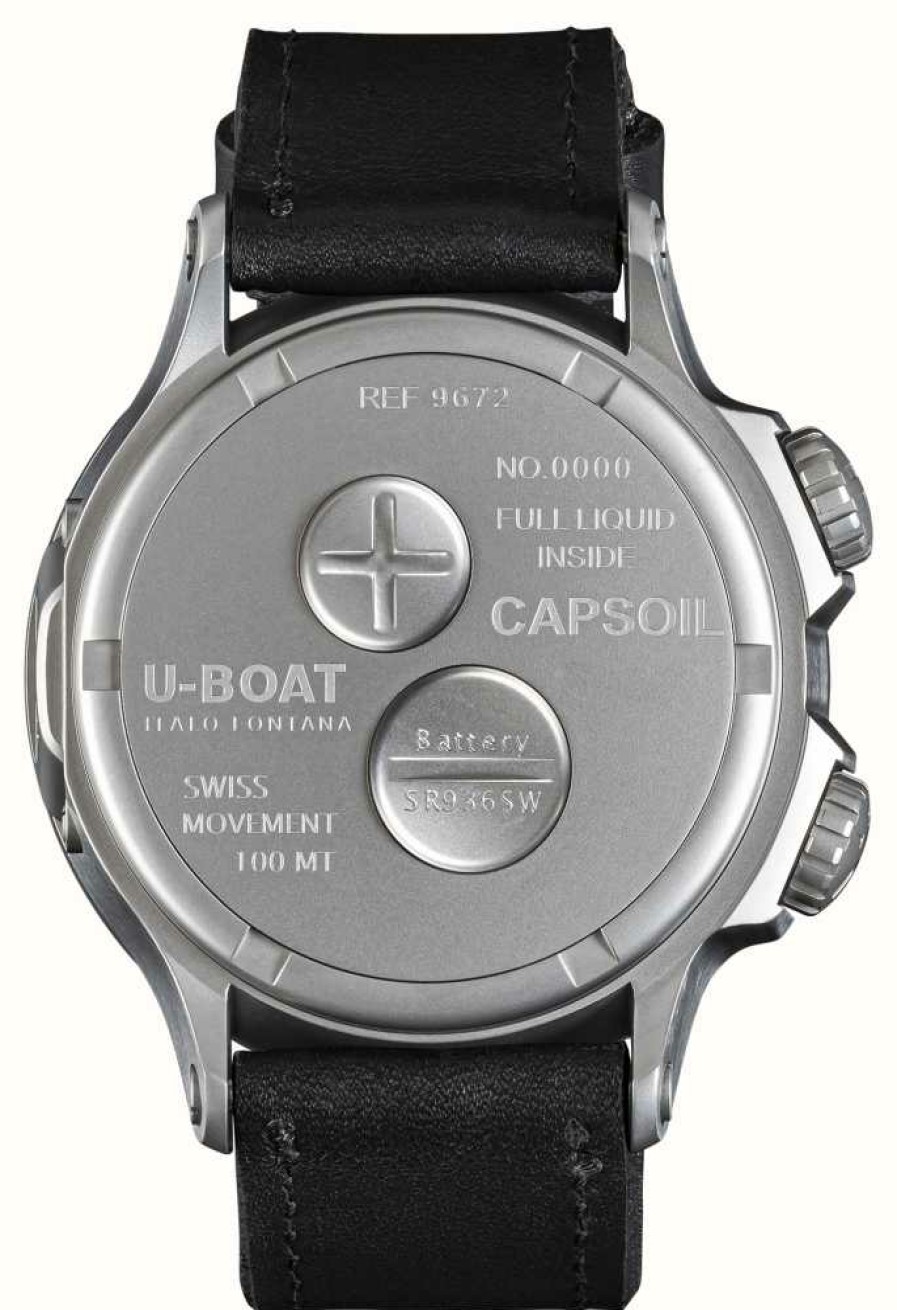 Men'S U-Boat | U-Boat Capsoil Doppiotempo (55Mm) Beige Rehaut Ss Black / Black Leather