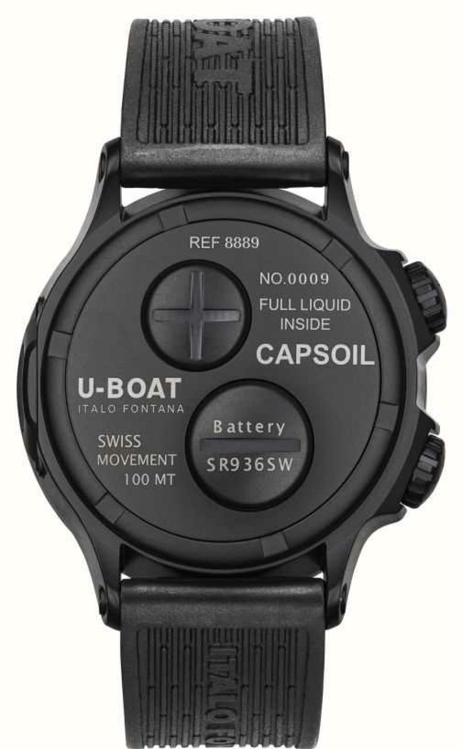 Men'S U-Boat | U-Boat Capsoil Doppiotempo Dlc White Dial / Black Rubber Strap