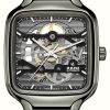 Men'S RADO | Rado True Square Automatic Skeleton (38Mm) Black Dial / Black Plasma High-Tech Ceramic Bracelet