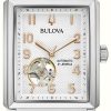 Men'S Bulova | Bulova Men'S Sutton Automatic | Silver Dial | Brown Leather Strap