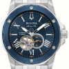 Men'S Bulova | Bulova Men'S Marine Star | Automatic | Blue Dial | Stainless Steel Bracelet