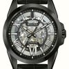 Men'S Bulova | Bulova Men'S Classic | Automatic | Skeleton Dial | Black Leather Strap