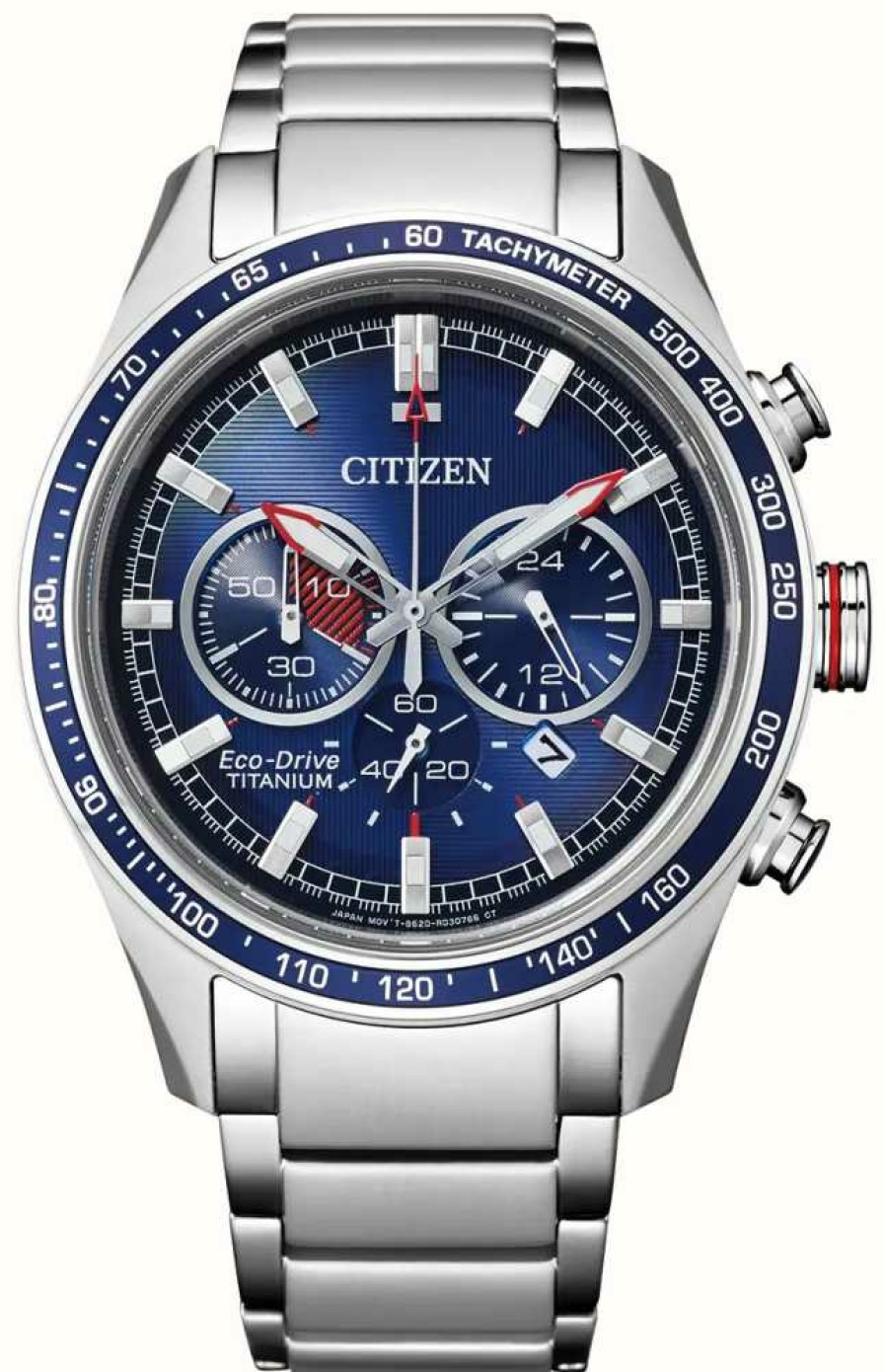 Men'S Citizen | Citizen Men'S Super Titanium | Chronograph | Eco-Drive | Blue Dial | Titanium Bracelet