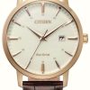 Men'S Citizen | Citizen Men'S | Eco-Drive | White Dial | Brown Leather Strap