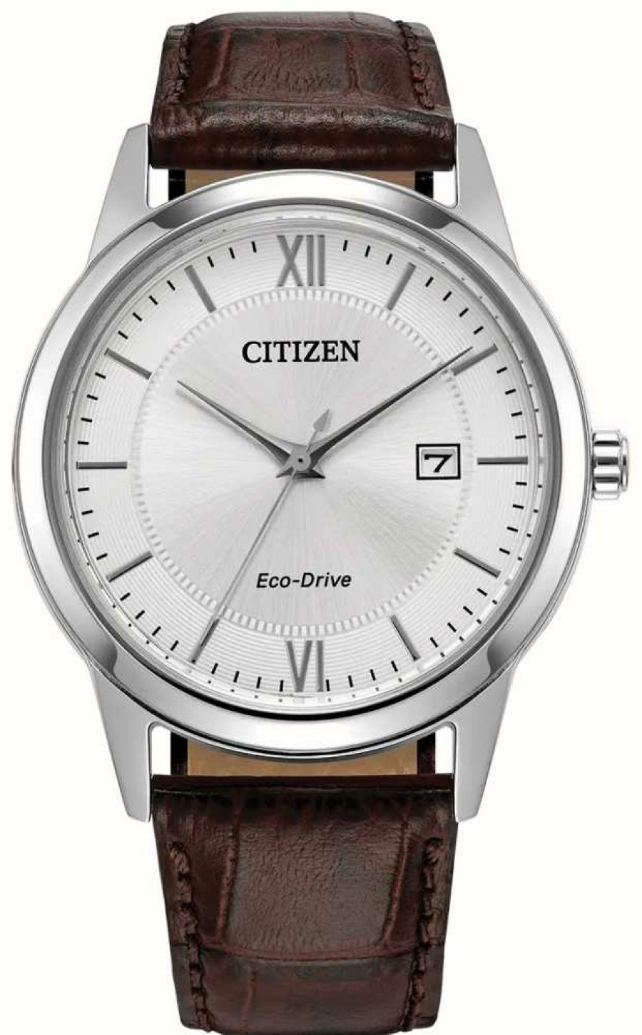 Men'S Citizen | Citizen Men'S | Eco-Drive | Silver Dial | Brown Leather Strap