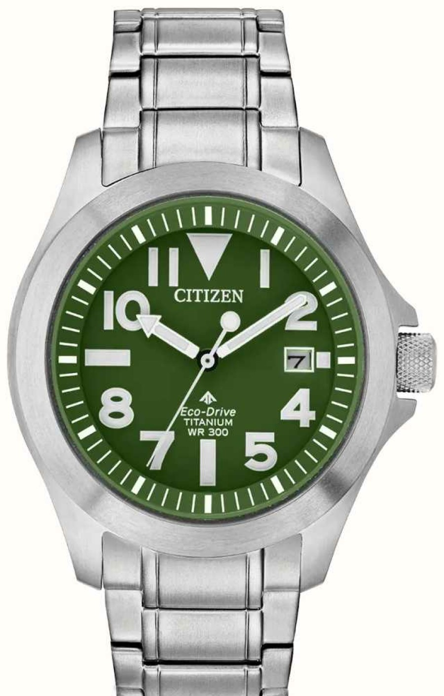 Men'S Citizen | Citizen Men'S Super Tough | Eco-Drive | Green Dial | Super Titanium Bracelet