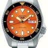 Men'S Seiko | Seiko 5 Sports Skx Automatic 'Midi' (38Mm) Orange Dial / Stainless Steel