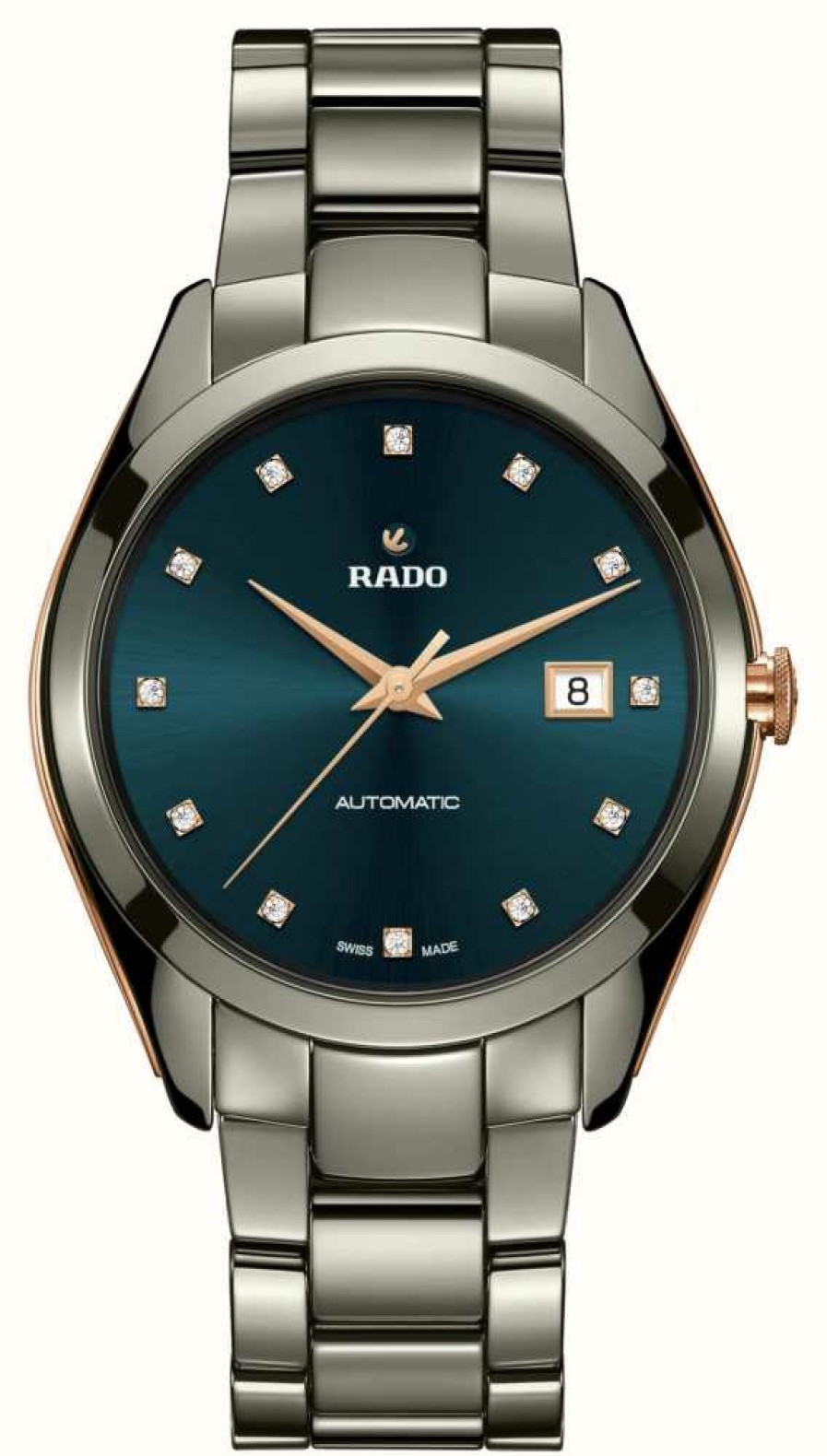 Men'S RADO | Rado Hyperchrome Automatic Diamonds (42Mm) Dark Turquoise Dial / Plasma High-Tech Ceramic