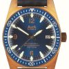 Men'S Alsta | Alsta Nautoscaph V Bronze Anacapri Automatic (300M) Blue Dial / Blue Leather