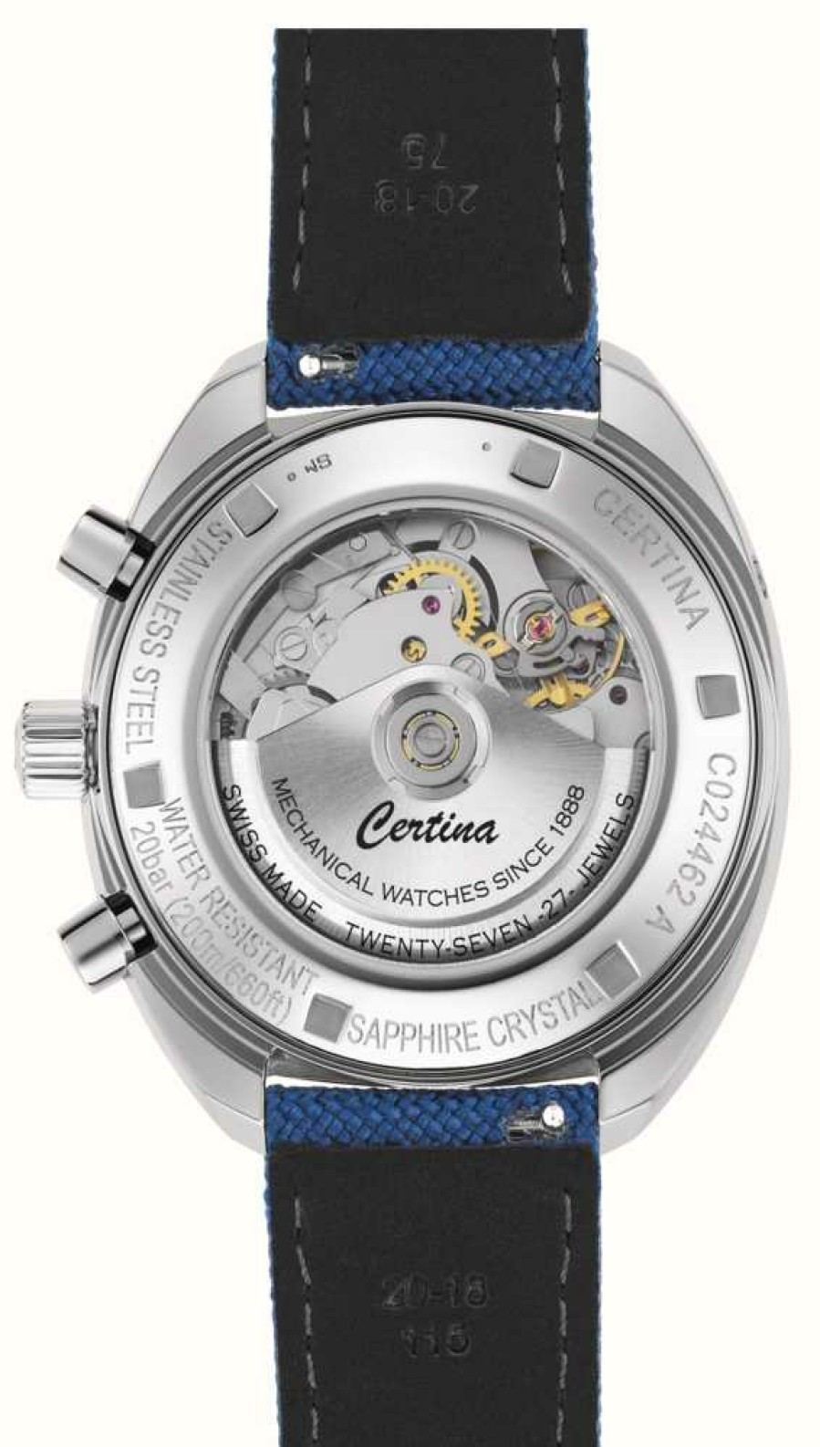 Men'S Certina | Certina Ds-2 Chronograph Automatic (43Mm) Blue Dial / Blue Fabric