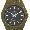 Men'S Timex | Timex Men'S Legacy Black Dial Green Speckled #Tide Recycled Ocean Material Bracelet