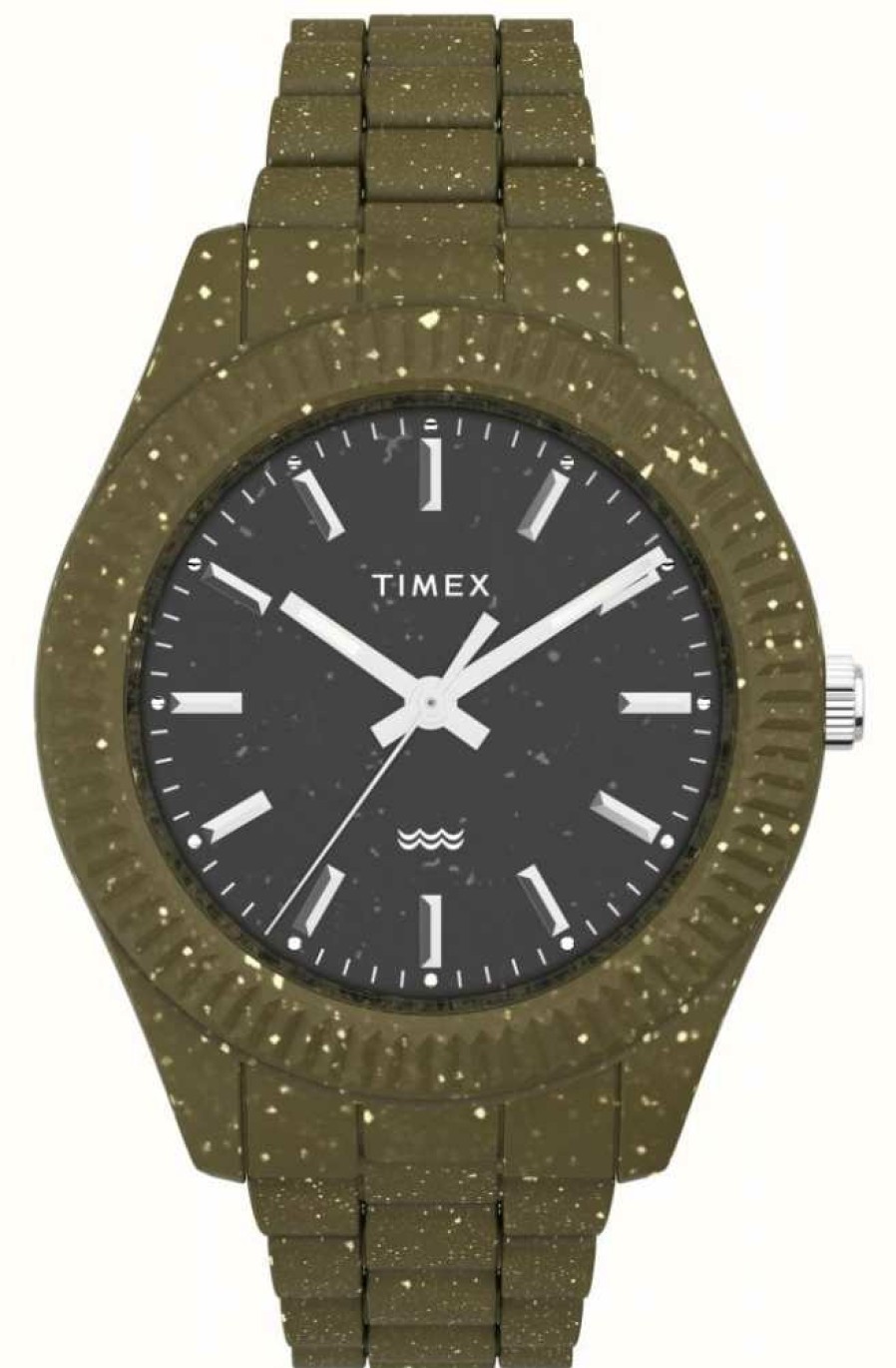 Men'S Timex | Timex Men'S Legacy Black Dial Green Speckled #Tide Recycled Ocean Material Bracelet