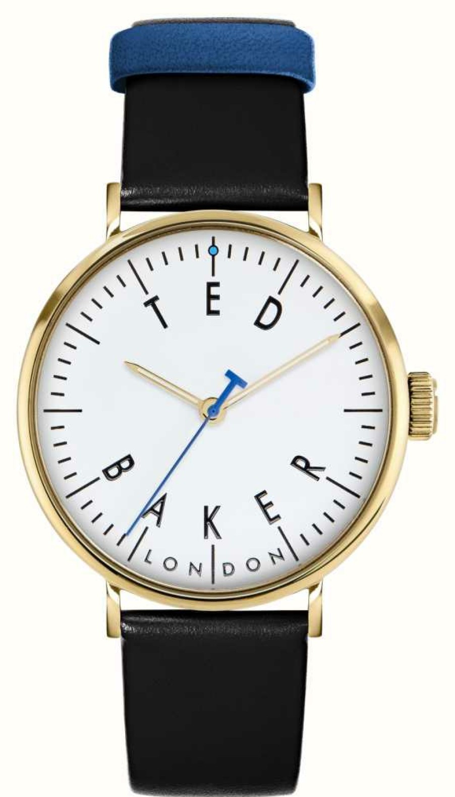 Men'S Ted Baker | Ted Baker Men'S Dempsey White Dial Black Leather Strap