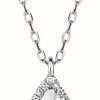 Jewelry Elements Gold | Elements Gold 9Ct White Gold Diamond Illusion Set Pear Necklace