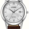 Women'S Citizen | Citizen Women'S Eco-Drive Silver Dial Brown Leather Strap