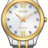 Women'S Citizen | Citizen Women'S Silhouette Diamond Eco-Drive White Dial Two-Tone Stainless Steel Bracelet