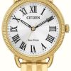 Women'S Citizen | Citizen Women'S Classic Eco-Drive White Dial Gold Tone Stainless Steel Bracelet