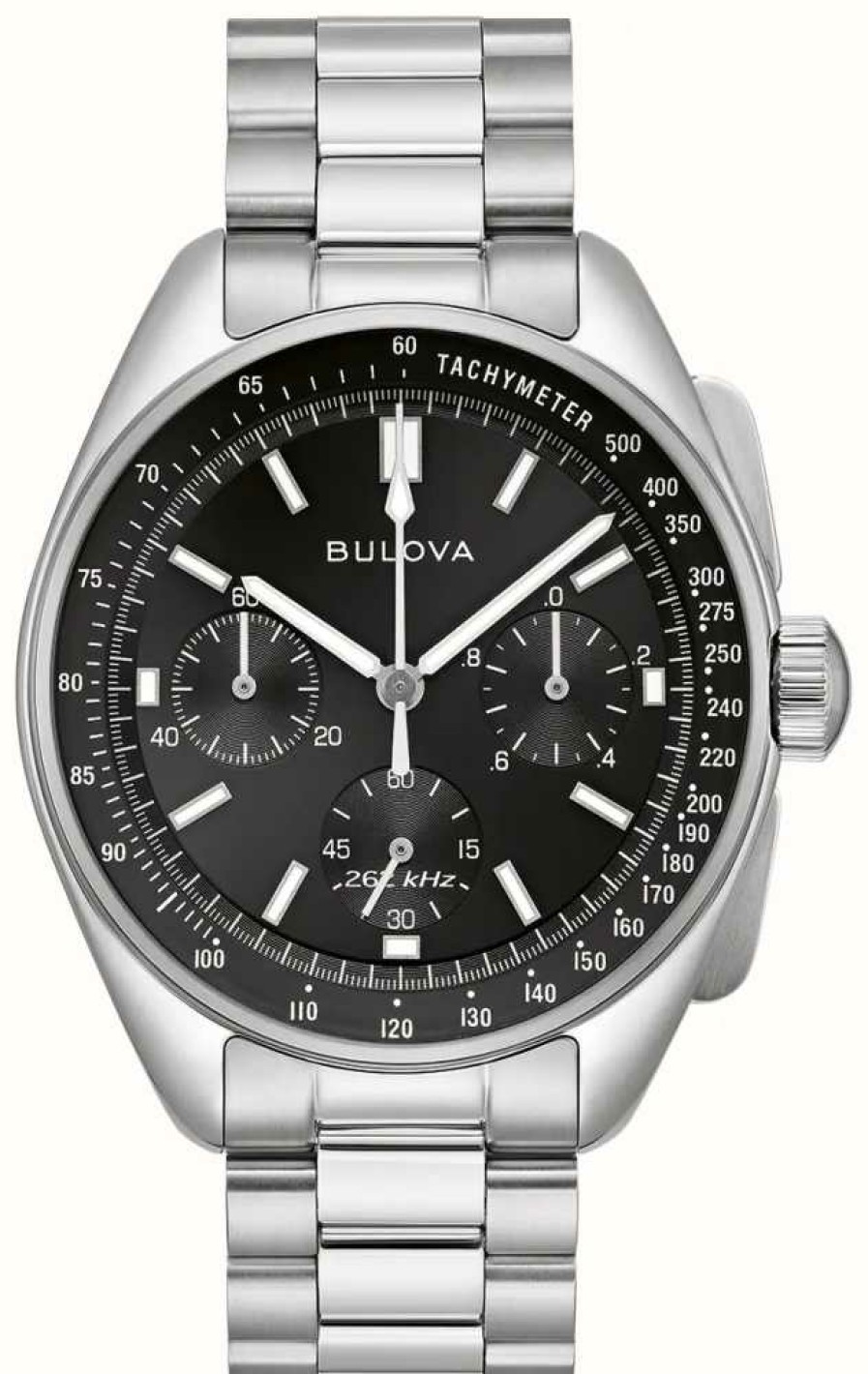 Men'S Bulova | Bulova Men'S Lunar Pilot Chronograph Black Dial / Stainless Steel Bracelet And Black Leather Strap Set