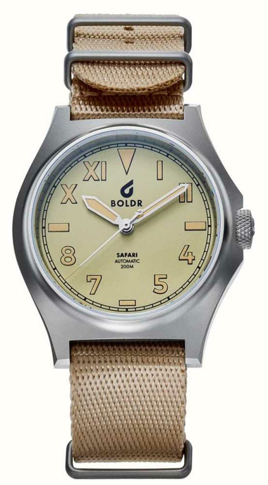 Men'S BOLDR Supply Co. | Boldr Safari Ranger Upepo Automatic (40Mm) Khaki Dial / Tan Nylon