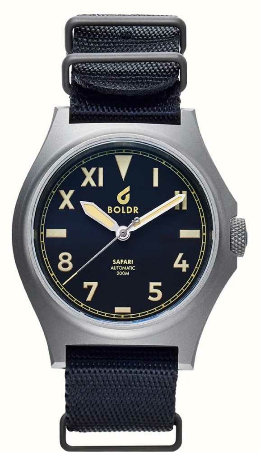 Men'S BOLDR Supply Co. | Boldr Safari Ranger Kopje Automatic (40Mm) Black Dial / Black Nylon