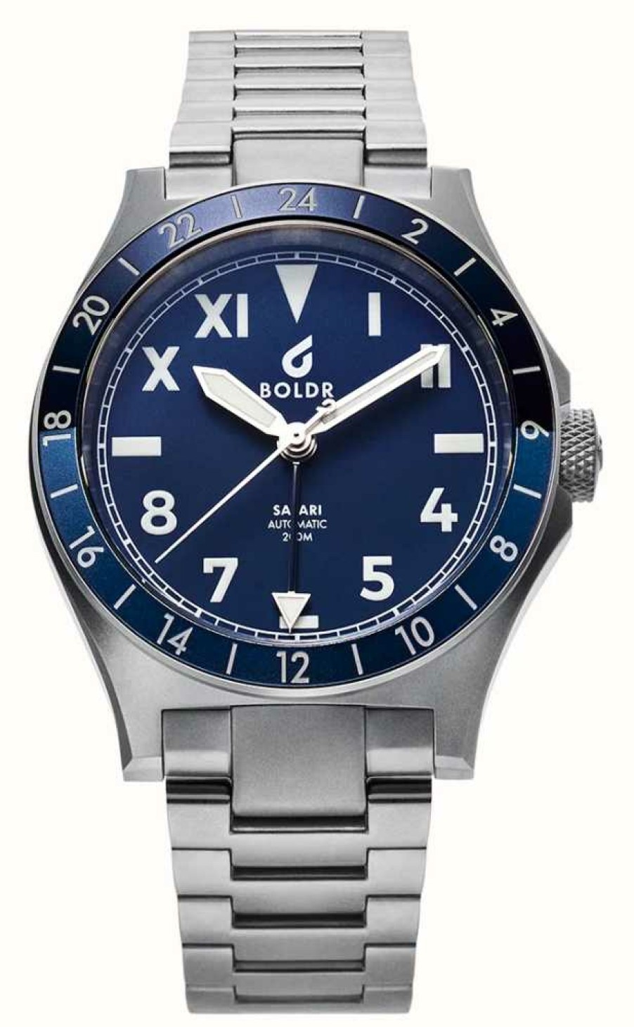 Men'S BOLDR Supply Co. | Boldr Safari Gmt Maasai Mara Automatic (40Mm) Blue Dial / Stainless Steel