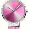 Women'S Bering | Bering Women'S Classic Aurora Pink Dial / Pink Stainless Steel Mesh Bracelet