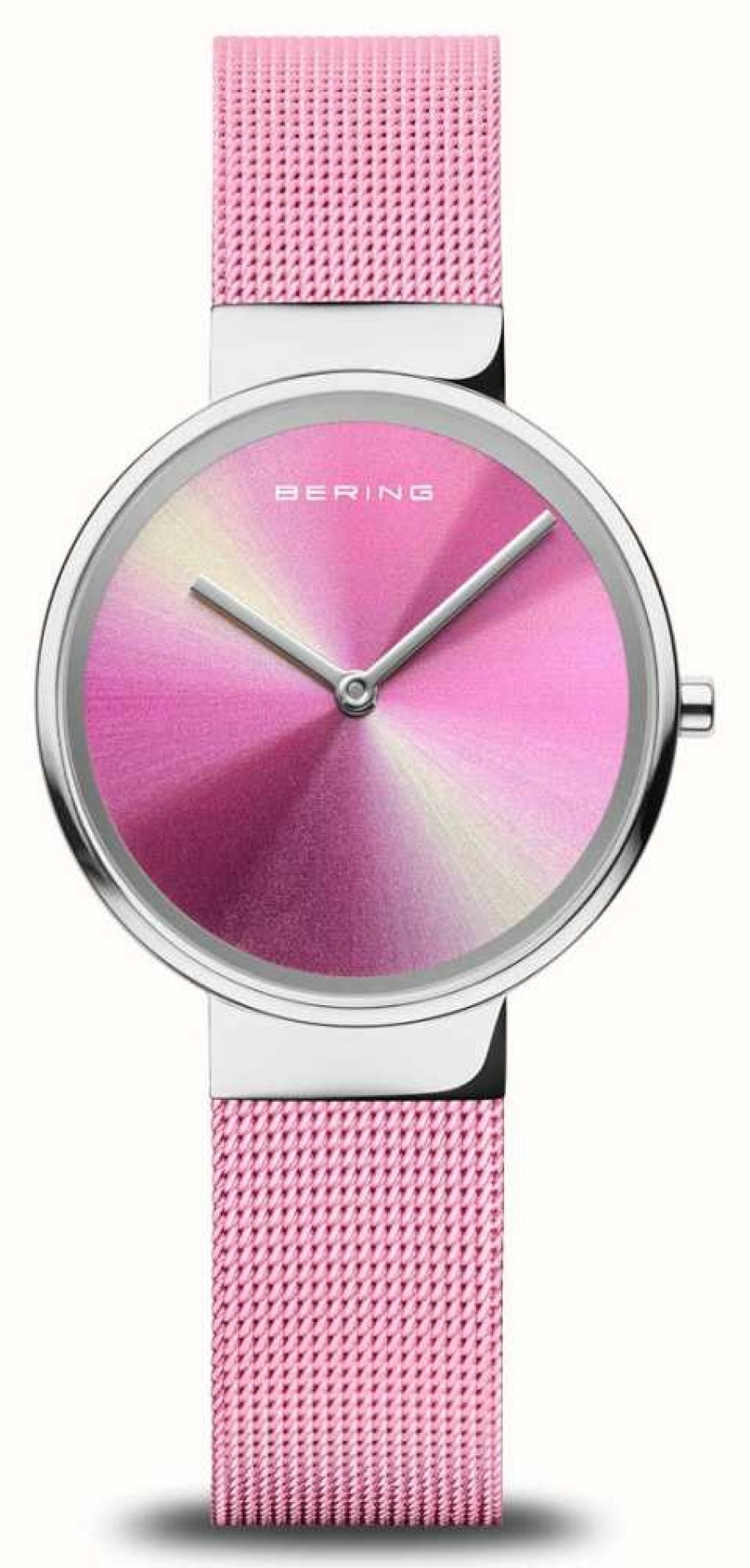 Women'S Bering | Bering Women'S Classic Aurora Pink Dial / Pink Stainless Steel Mesh Bracelet