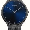 Women'S Bering | Bering Ultra Slim Blue Dial / Black Stainless Steel Mesh Bracelet