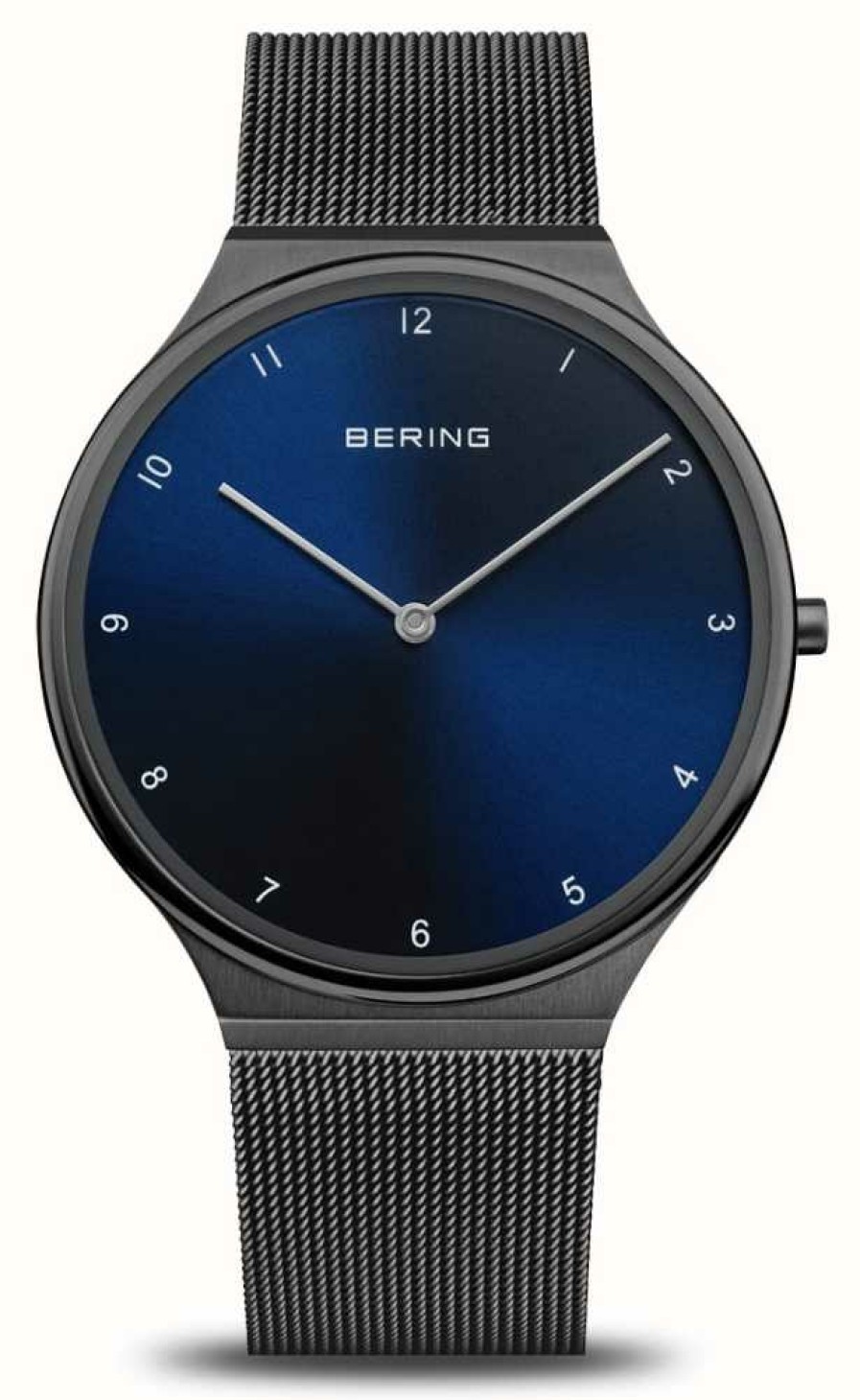 Women'S Bering | Bering Ultra Slim Blue Dial / Black Stainless Steel Mesh Bracelet